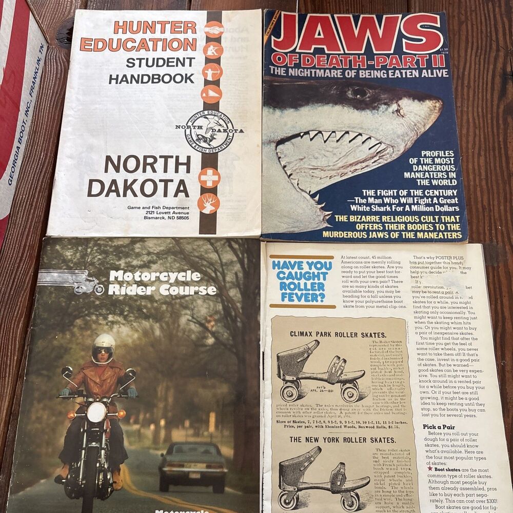 Vintage Magazine Lot Skating,Jaws, Hunter Safety, Motorcycle Safety
